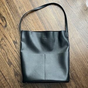 Black Faux Leather Tote Bag